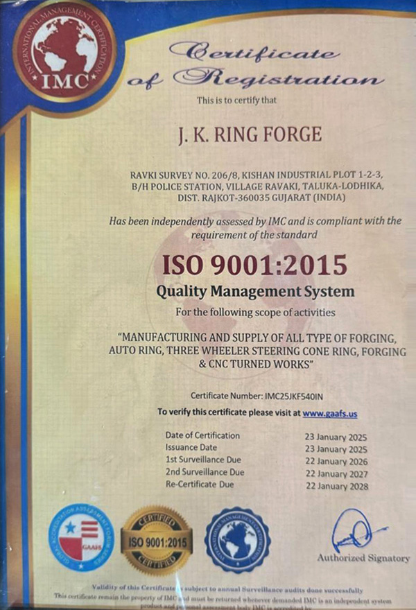 JK Ring Forge Indutries for Best Quality Genuine Forged Auto Parts